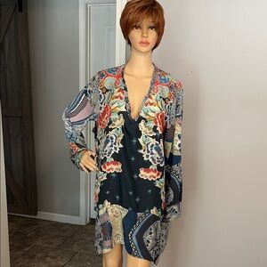 Johnny Wad Floral Patchwork Long Sleeve Silk Dress